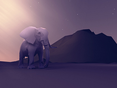 Elephant cinema 4d dusk elephant illustration low poly