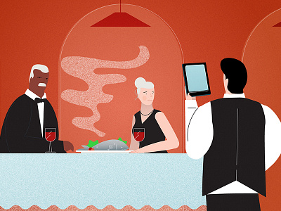 Fishly style frame #3 character fish illustration men restaurant style frame waiter woman