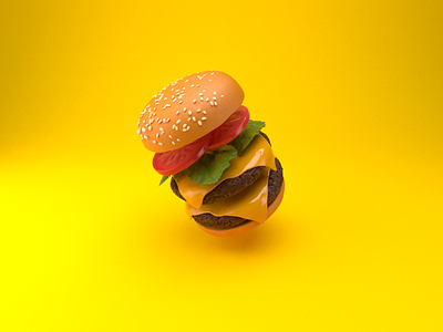 Fastfood Explode Burger 3d burger cinema 4d fast food style frame