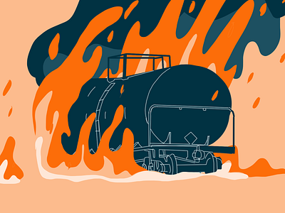 Disaster - Trail derailment accident disaster fire illustration train wagon