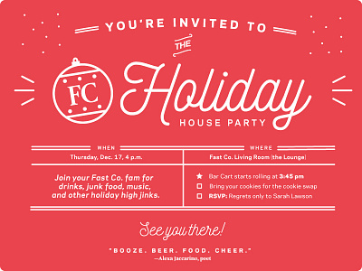 Fast Company Holiday Party Invite