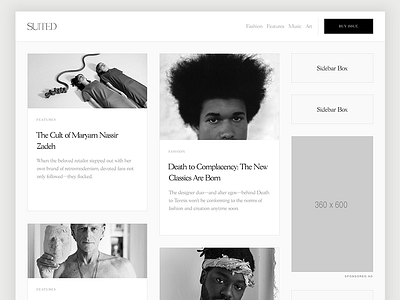 SUITED Magazine (Archive Layout 2x w/ Sidebar) archive editorial layout sidebar