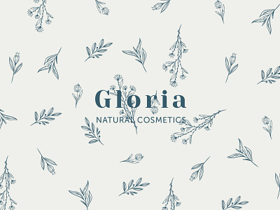 Gloria natural cosmetics logo beauty logo design beauty product botanical branding cosmetics feminine floral floral pattern logo logo design logodesign logotype luxury minimal natural navy and beige vector