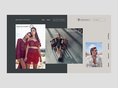 Bosnae Studios Website design designer fashion feminine flat minimal online shop ui ux web design website