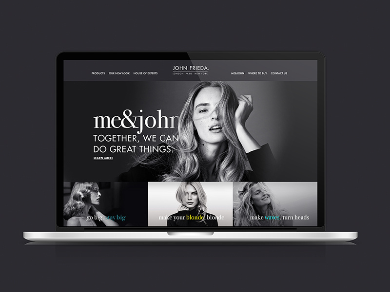 John Frieda // Website Concept hair art direction beauty campaign ux ui web design