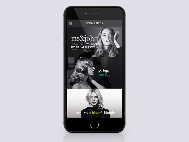 John Frieda // Website Concept (mobile) hair art direction beauty campaign ux ui web design