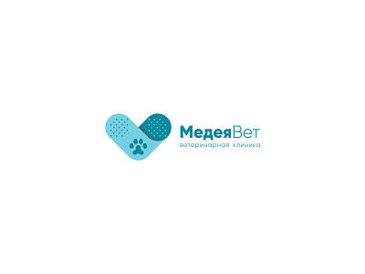 Logo for veterinary clinic MedeaVet animal branding clinic design heart logo logo design love patch paw veterinary