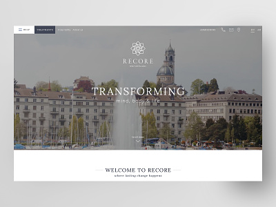 Design website for Recore branding design center clean design luxury minimalism responsive switzerland treatment web webdesign