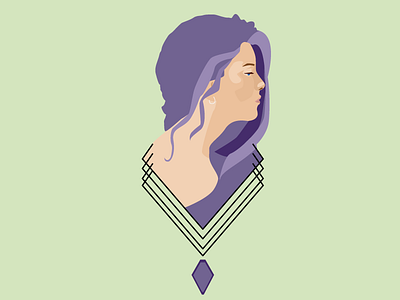 Lost In Lines face geometric girl hair lines purple shapes woman