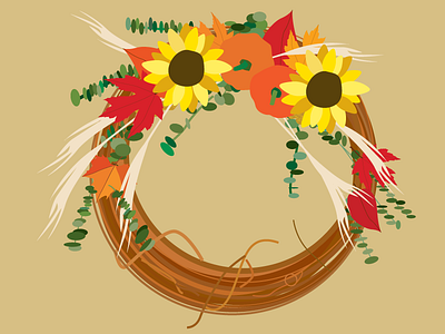 Wreath autumn fall pumpkins sunflowers wreath