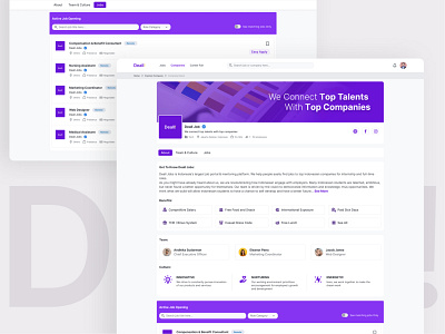 Deall! Company Detail Page Redesign clean job portal ui ux web