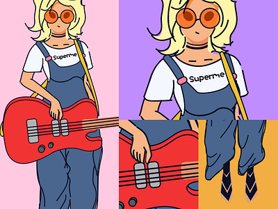 Guitar girl illustration illustrator pattern