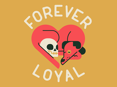 Forever Loyal animal canine character character design cute dog flat heart illustration minimal skull vector