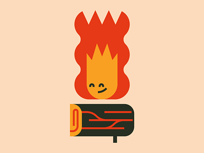 Happy Camper campfire camping character character design cute fire flat illustration minimal southwest vector
