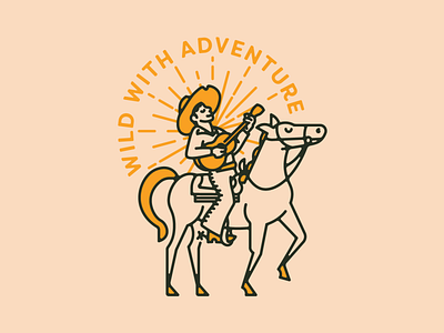 Wild With Adventure cowboy desert guitar horse identity illustration logo minimal old west southwest vector