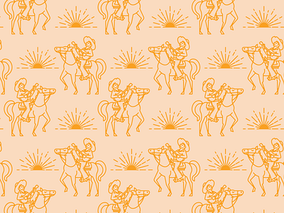 Wild With Adventure Pattern cowboy desert guitar horse illustration minimal old west pattern southwest surface design vector