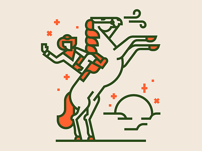Yeehaw character cowboy desert flat horse illustration line art minimal southwest vector