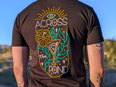 Across The Pond Shirt Design design illustration lettering merch minimal neon restaurant shirt t-shirt