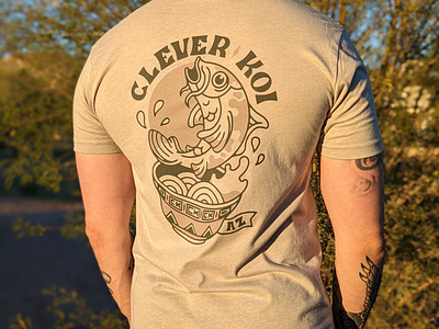 Clever Koi Shirt Design design illustration koi lettering merch noodles restaurant shirt t-shirt