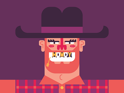 Howdy character design cowboy illustration minimal southwest vector