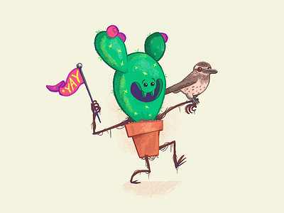 Spikey Solomon animal bird cactus character character design cute desert illustration southwest