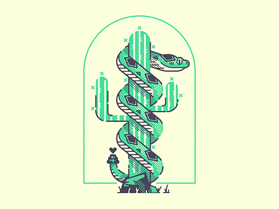 Snake Brand animal badge branding cactus desert design minimal snake southwest vector