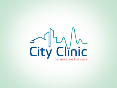 City Clinic branding care clinic hospital identity logo medical skyline