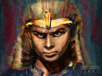 Digital Portrait - Yul Brynner as the Pharaoh digital illustration digital illustrations digital painting digital paintings digital portrait painterly