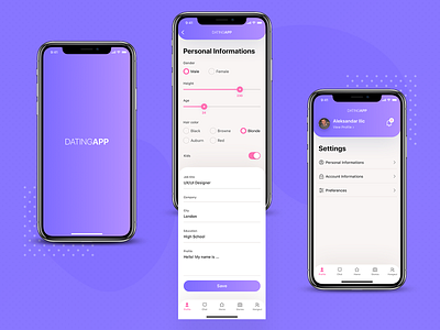 DatingAPP Mobile Design - iPhone X Preview aleksandarilic aleksandarilicdribbble aleksandarilicux app appdesign appdesigner datingapp design designer mobile mobileui mobileux product ui user experience user inteface ux