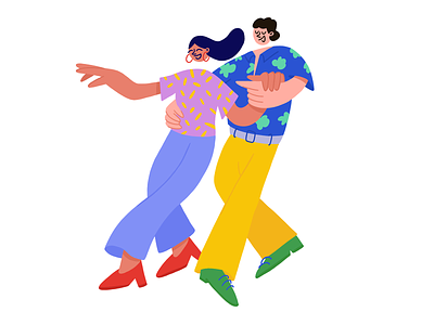 Bright feelings character color couple dance dancing design graphic illustartor illustration