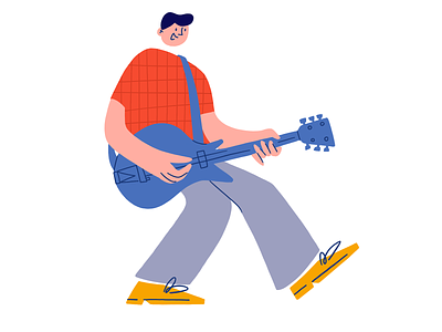 Groovy musician character colors guitar illustration men music musician spotify