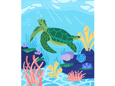 Turtle animal character color illustartor illustration nature plant procreate sketch turtle