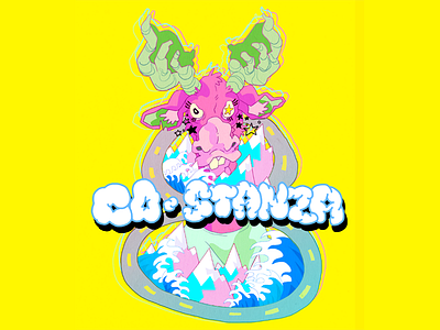 Sticker Design for Co-Stanza animal band cartoon cloud cute design illustration moose pastel poster sticker surreal