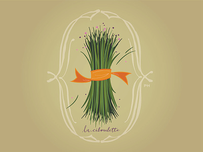 French Cards: La Ciboulette chives handlettering herb illustration paula hanna poppyseed