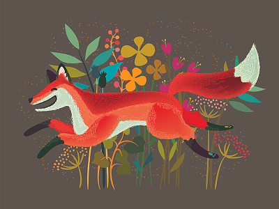 Fox Illustration flowers fox illustration paula hanna poppyseed wildlife
