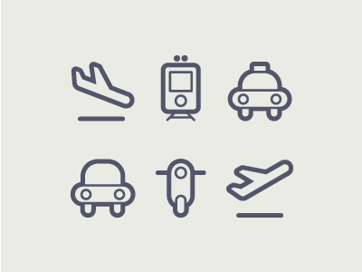 Transportation icons contour design icon design icons minimal pictogram sodafish transportation vector vehicle