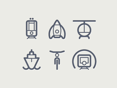 Transportation icons clean contour design icons transportation vector