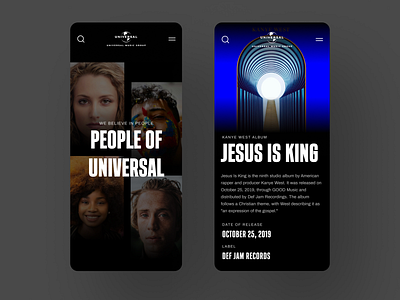 Universal Music Group #2 app dark design interaction interface layout mobile music typography ui universal ux web website