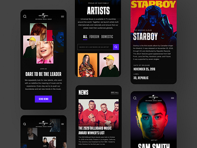 Universal Music Group #4 app dark design interface music typography ui ux web website