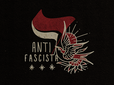 Antifacho against antifascism bird design handlettering illustration