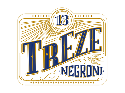 Treze Cocktails - Negroni Label cocktail label lettering negroni