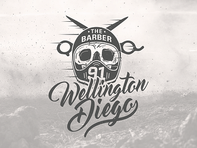 WD 91 The Barber barber branding lettering logo motorcycle skull