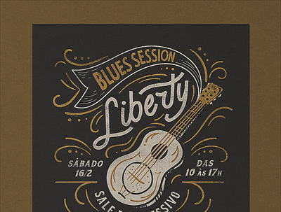 Blues Session Liberty Art Brothers blues design guitar layout lettering print