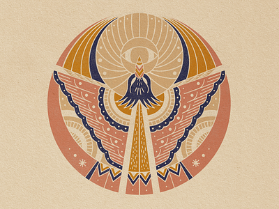 Fluxos bird design energy illustration light mysticism texture vintage