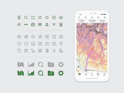 iOS UI Icon Set app design family gps icon ios outdoors outline pixel perfect set ui vector