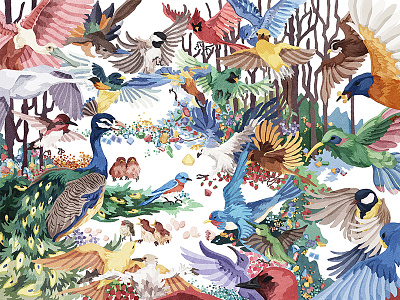 The Story in the Forest-3 animals birds illustration story