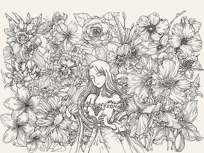 Flower drawings flower girl illustration linesdrawing