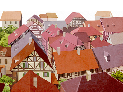 Town iillustration，drawing，town