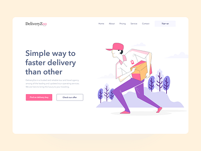 Delivery Header Concept!. 2k20 agency branding colorful concept delivery delivery service header header exploration headers kshuvon minimalist typography ui ux ui ux design ui ux designer web web design webdesign