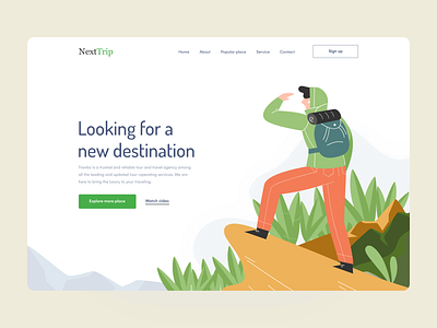 Travel Agency Header Concept!. 2k20 agency branding colorful design header header design header exploration header illustration kshuvon minimalist nexttrip travel trip typography ui ux vacation webdesign